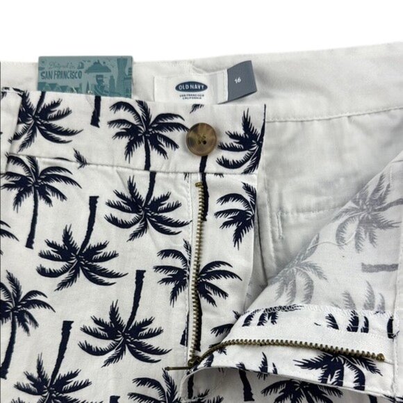 Old Navy Shorts Cotton White & Navy Palm Tree Women's Size 16 - Picture 3 of 9
